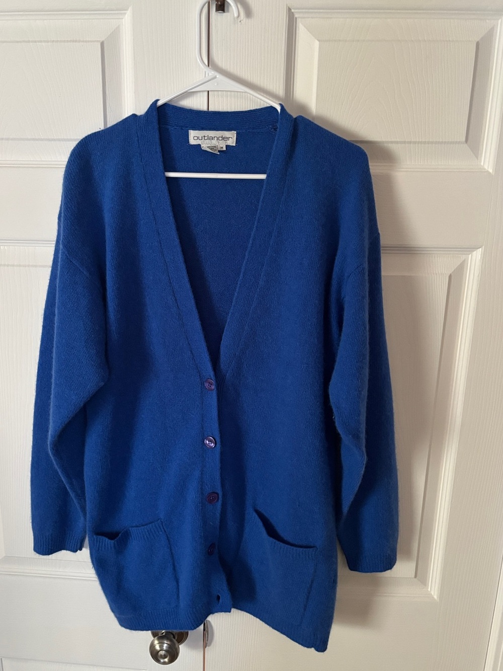 Outlander Blue Lambswool Angora Oversized Cardigan Sweater M